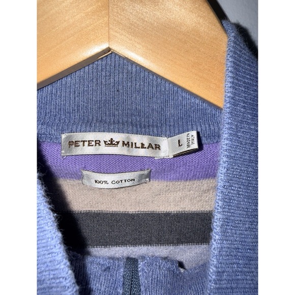 Peter Millar Men Multi-Strip Quarter Zip Sweater Size L Mens Made in Italy - Picture 4 of 5